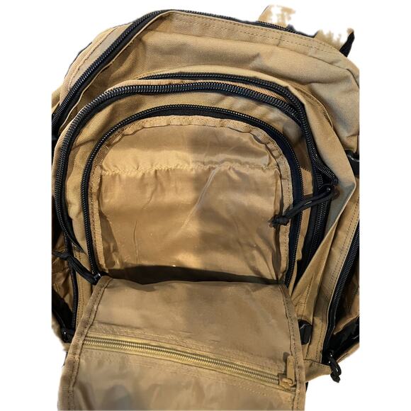 Highland Outdoor Tactical Tan Black Canvas Backpack XL - Picture 3 of 5